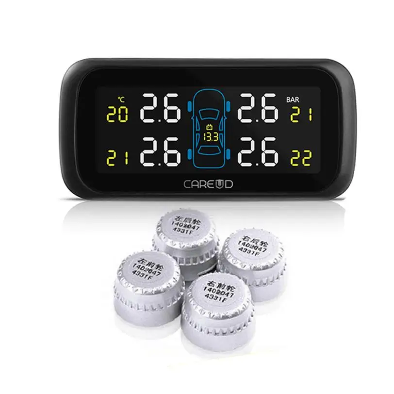

Tire Pressure Gauge 2017 NEW HOT Car TPMS Tire Tyre Pressure Temperature Monitor System+Sensors Cigarette Lighter Z913 DROPSHIP