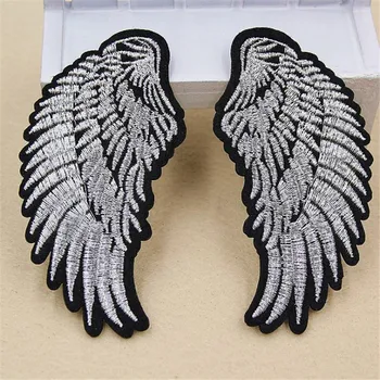 

Women boy clothes embroidery cartoon patch deal with it 94mm silver wings iron on patches for clothing stickers free shipping