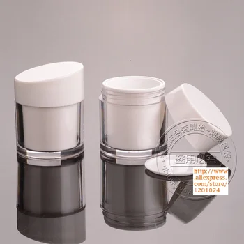 

Wholesale,50G Cream Jar,White Double Layer Plastic Mask Makeup Sub-bottling,Empty Cosmetic Container,Sample Canister