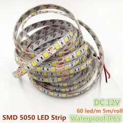 100 м/лот LED Клейкие ленты гибкий RGB белый Светодиодные ленты света 5050 SMD 60leds/метр Водонепроницаемый 300 светодиодов/рулон