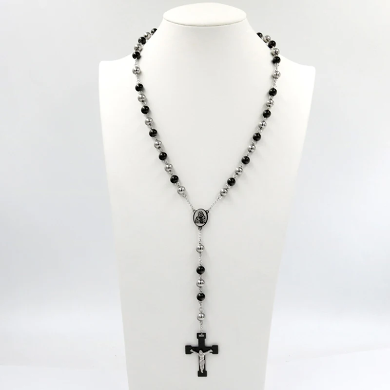 Virgin Mary Rosary Necklaces Bead Chain Cross Jesus Pendant Catholic