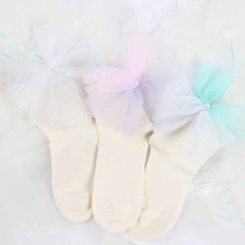 Новые высококачественные газовые тонкие носки в стиле Лолиты с бантом японская девушка-фея носки с бусинами