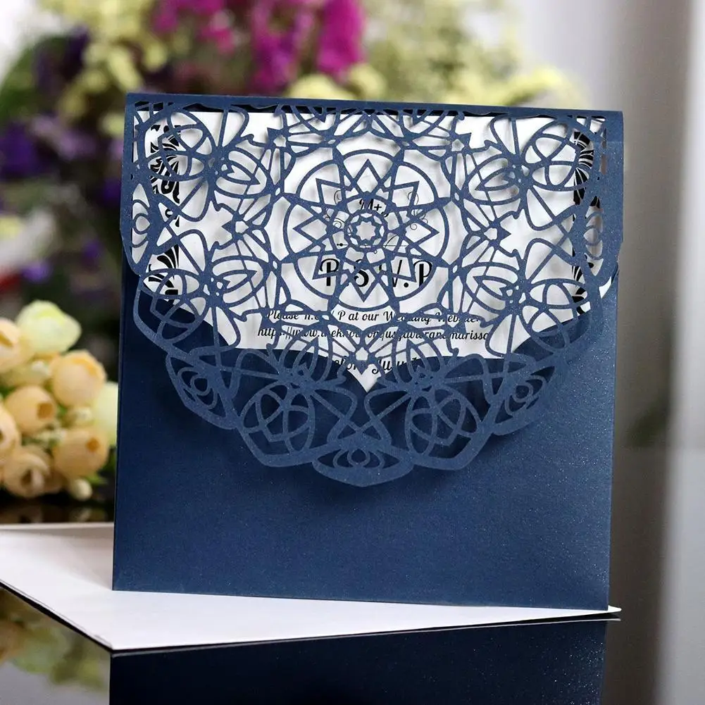  10PCS Laser Cut Wedding Invitations Cards Lace Greeting card Wedding Party Supplies - 32921576113