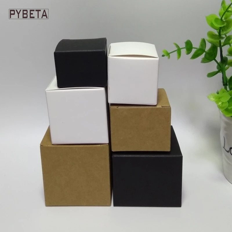 100pcs/lot- Blank White Black Kraft Paper Box For Face Cream Cosmetic Jewelry samples party gift valve tubes Package