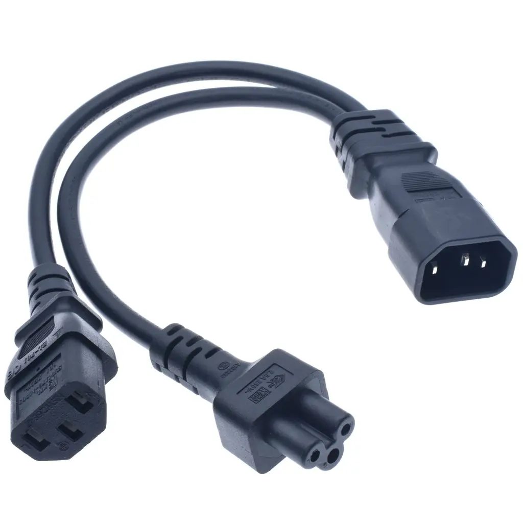 

Y Type Splitter Power Cord ,IEC320 C14 Plug 3-Prong Male Power Cable Cord AC Power Adapter to C13 +C5 Female