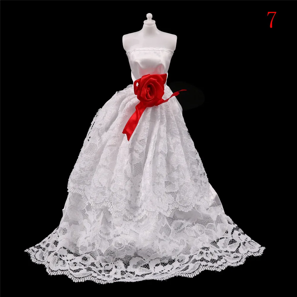 1 комплект, длина до пола, Кукольное платье, одежда ручной работы, вечерние Многослойные Свадебные платья для принцессы