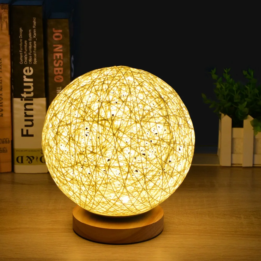 

Dimmable 220V EU Plug 5V USB Power Wicker LED Desk Table Lamp Light Bedside lamp Bedroom Decoration Night light home decoration