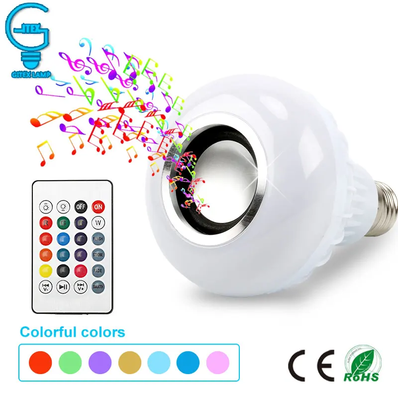  Smart E27 RGB Bluetooth Speaker LED Bulb Light 12W Music Playing Dimmable Wireless Led Lamp with 24 - 32833034102