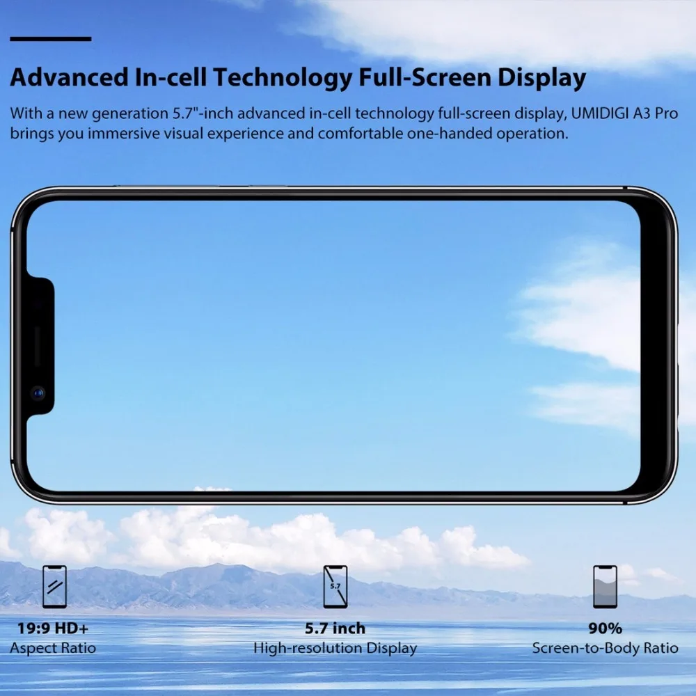 UMIDIGI A3 Pro смартфон с 5 7 дюймовым дисплеем четырёхъядерным процессором MTK6739 ОЗУ 3 ГБ