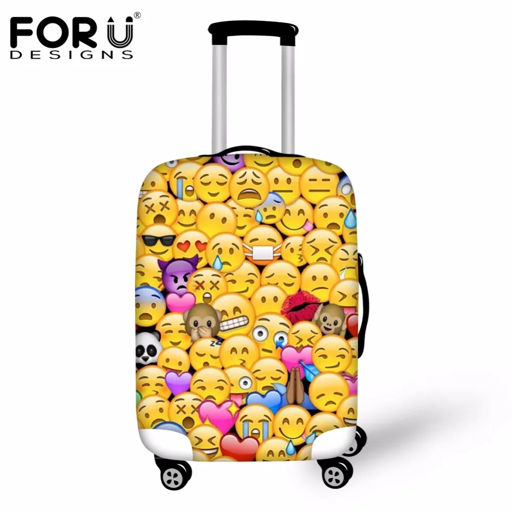 

FORUDESIGNS Cute 3D Emoji Prints Luggage Protective Cover Elastic Suitcase Rain Cover For 18 20 22 24 26 28 30 Inch Trolley Case