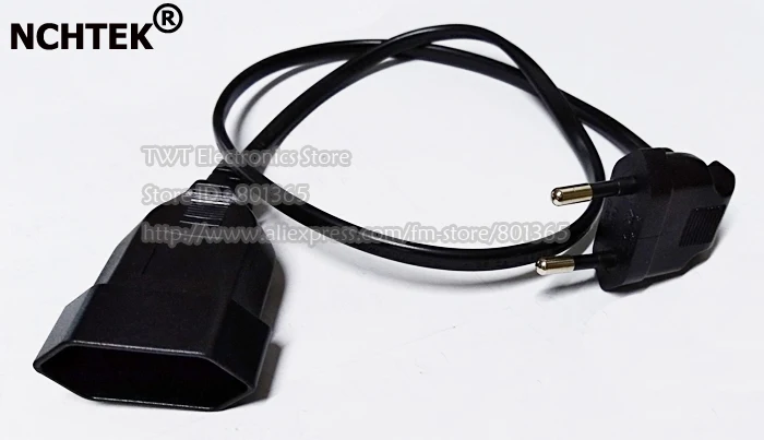 

NCHTEK EU Power Adapter Cord,90 Degree Angled European Round 2Pin Male to Female Plug Power Cable For UPS PDU/Free shipping/1PC