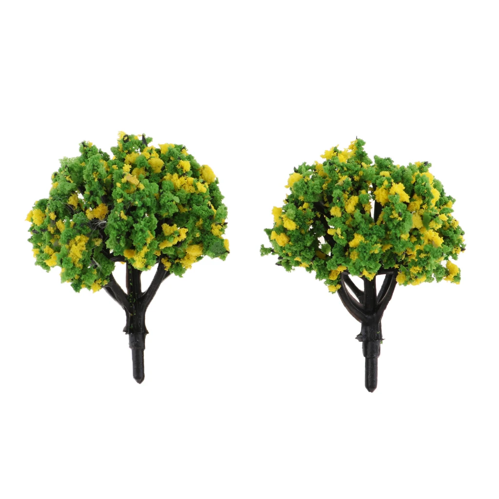 10pcs 1:200 Train Railroad Scene Scenery Diorama Wargame Landscape Model Trees Scale with Flowers Model Building Kits