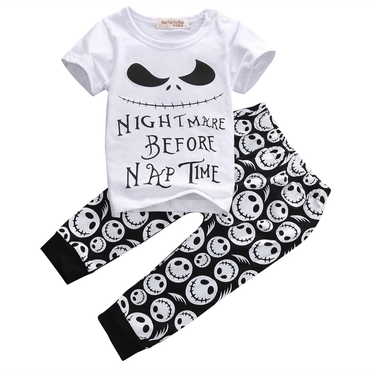 

2PCS/New Cartoon Cotton Halloween Letter Clothing Set Baby Boy Children Kids T-shirt+Pants Toddler boy summer Outfits Clothes