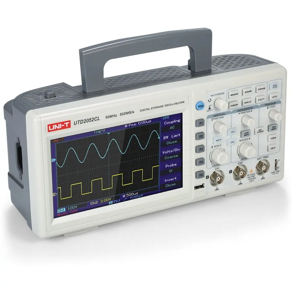 

UTD2052CL Digital Storage Oscilloscope Dual-Channels 50MHz Bandwidth 500Ms/s Sample Rate USB Communication