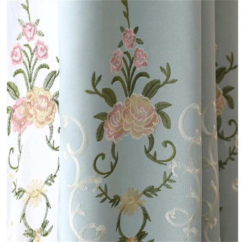 

American Living Room Bedroom Balcony Blackout Custom Finished Cotton and Linen Embroidered Curtains Elegant Window Screen T194#4