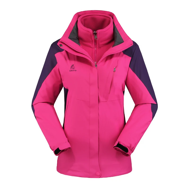 Women-Rose Red ReFire gear Осень Зима 2 шт. теплая ветровка куртки женские водонепроницаемые походные туристическая куртка Дрифтинг Путешествия куртка - Цвет: Women-Rose Red