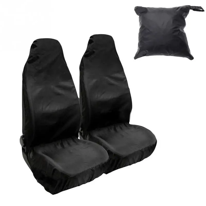 

2Pcs Universal Washable, and Durable Heavy Duty Nylon Car Seat Covers Waterproof Protectors Van Front Black