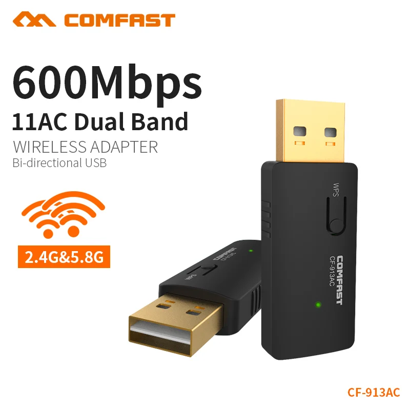 

COMFAST AC 600mbps USB WiFi antenna 2.4GHz 5GHz Network Card 802.11b/n/g Wireless Wi fi Adapter Mini WiFi adapter CF-913AC