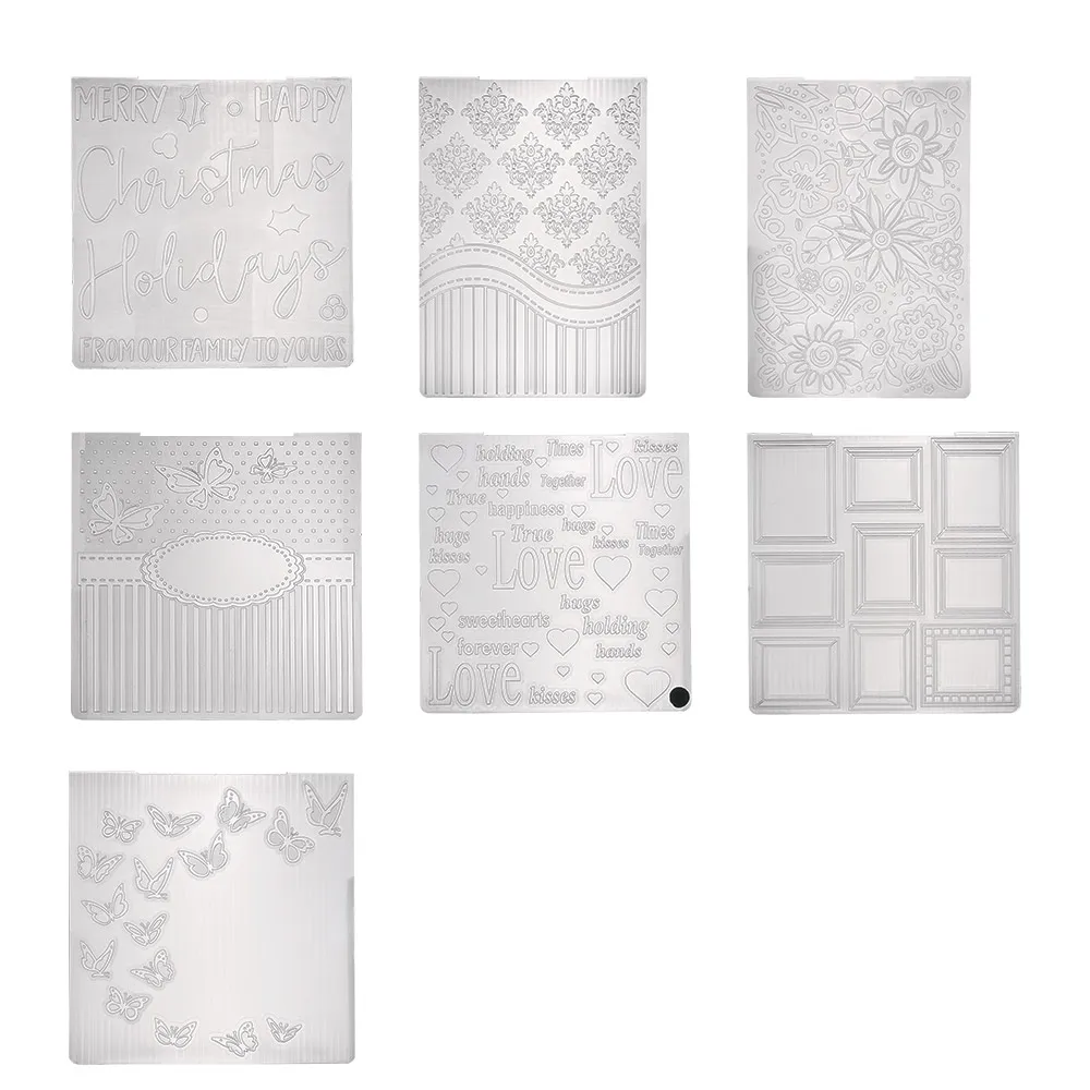 

Flower Butterflies Pattern Plastic Embossing Folder Stencils Template Scrapbooking DIY Paper Crafts Photo Album Decoration