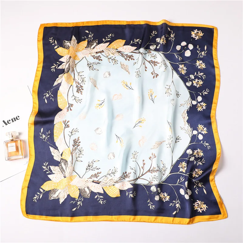 

70*70cm Summer print silk scarf square for women shawl office hair neck scarves Handkerchief foulard bandana hair scarf