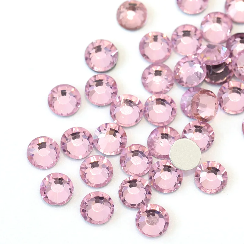

Pink Crystal Non Hot Fix Rhinestones SS3 To SS34 Non Hotfix Rhinestones Nail Art Rhinestone For Glue-On Wedding Dress B0042