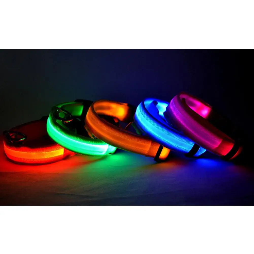 LED Pet Cat Dog Collar Night Safety Luminous Necklaces For Outdoor Walking