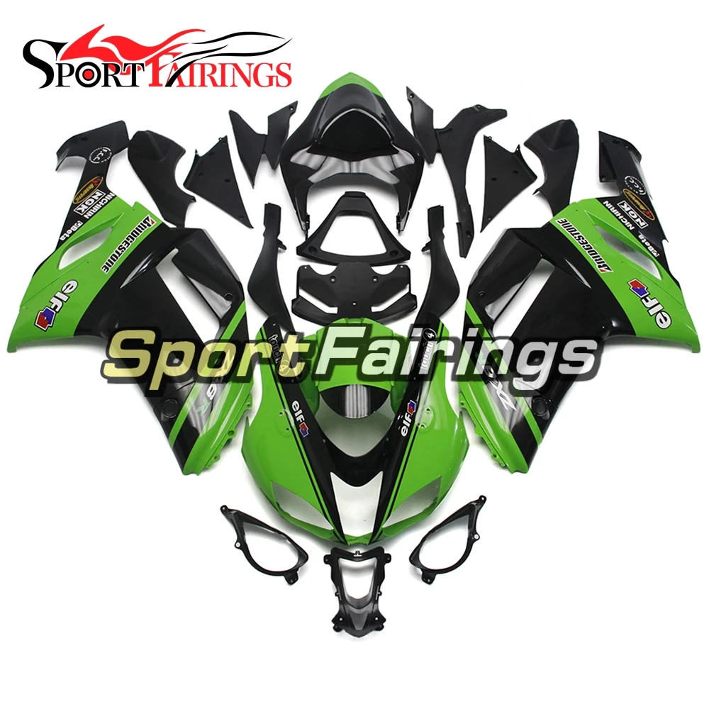 Полные Обтекатели для ZX6R 636 07 08 2007 2008 фитинги из АБС пластика рамы кузова Зеленые