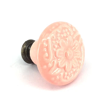 

4pcs Pink Knobs Ceramic Round Drawer Knob Kitchen Cabinet Pulls Handle Closet Cupboard Furniture Fittings Hardware Pull Handles