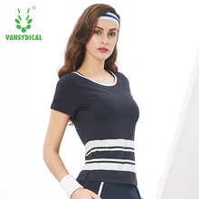 Vansydical шорты для занятия йогой женские полосатые хлопковые беговые Топы Для Йоги Спортивные футболки с коротким рукавом дышащие топы для фитнес-тренировки