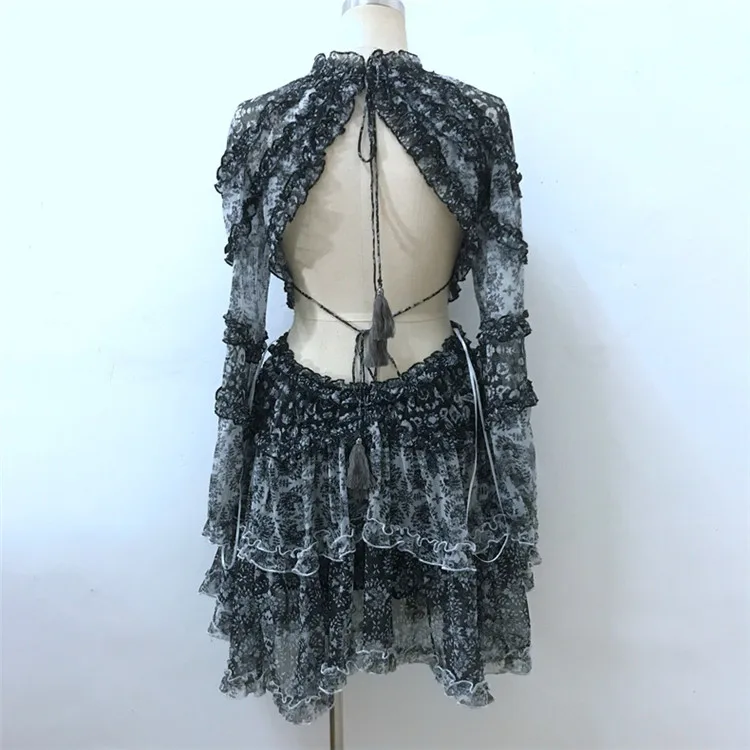 Коллекция года, модное богемное платье трапециевидной формы Vadim vestido de festa, женское летнее платье с принтом, сексуальное многослойное платье с открытой спиной для женщин
