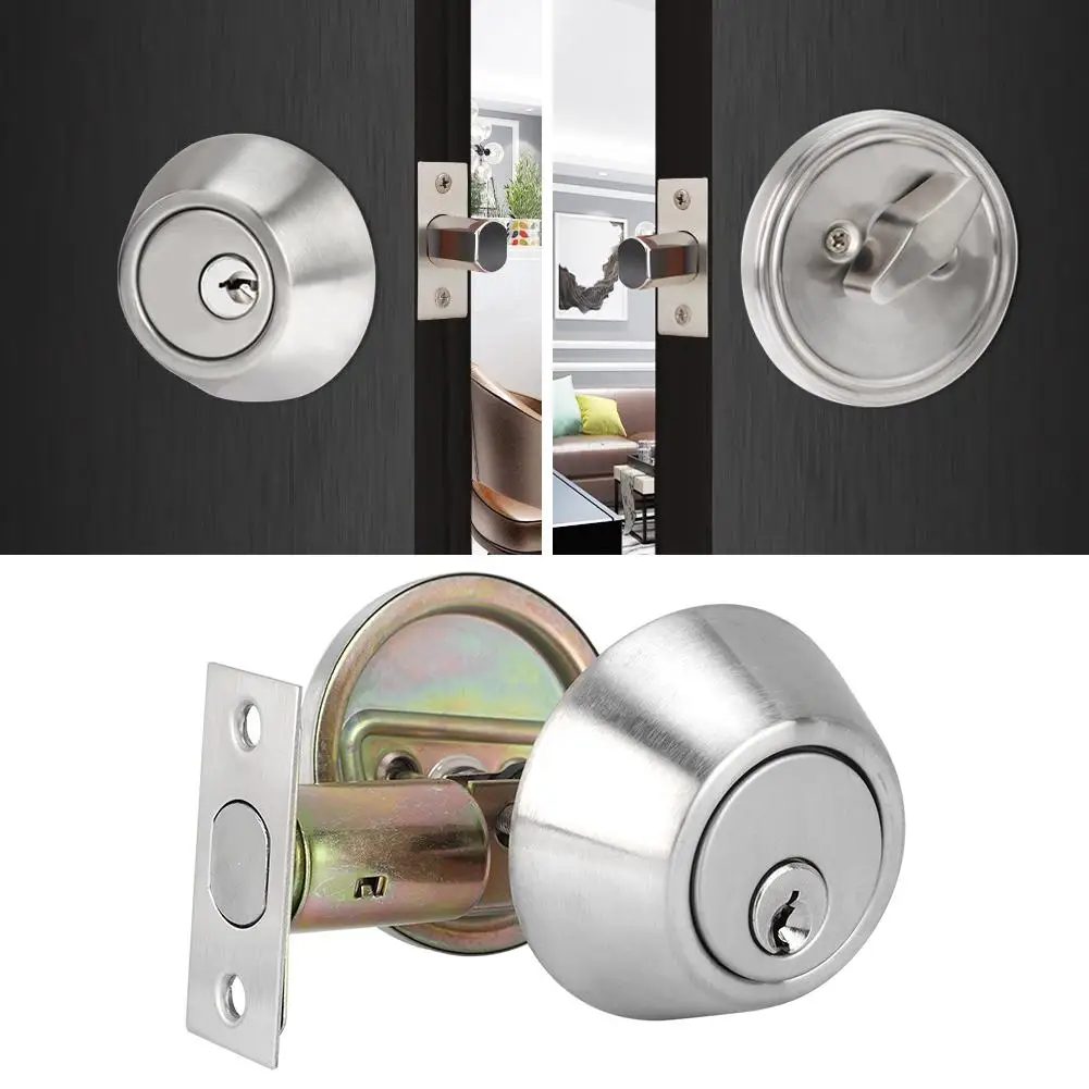 

Stainless Steel Door Lock Single Cylinder Deadbolt Lock Electroplated Surface Lock for Solid Wood Door cerradura puerta