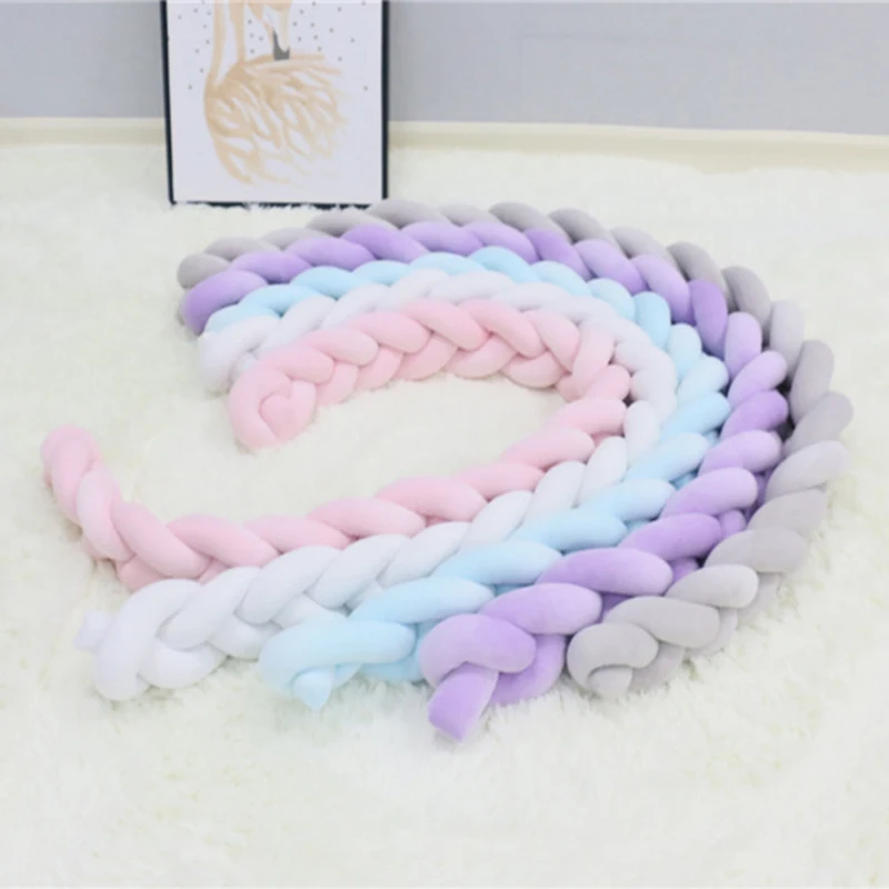 Long knotted braid pillow new nordic style woven long knot ball baby bed bumper newborns crib room decorative pillows kids stuff