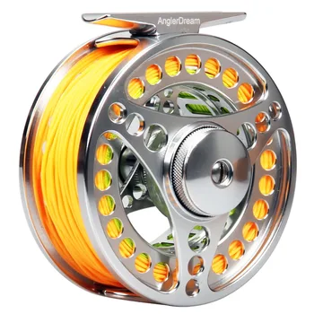 

3/4 5/6 7/8WT CNC Machined Fly Reel and Line Combo Silver Large Arbor Aluminum Fly Fishing Reel Backing Line Leader Loop