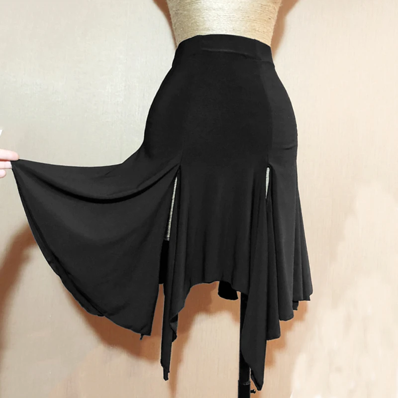 

Latin Dance Skirt Black Sexy Split Ladies Latin Skirts Samba Salsa Cha Cha Rumba Dancewear Women Practice Dancing Clothes DN2492