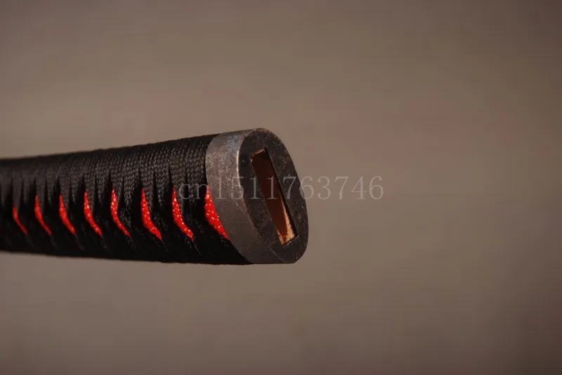 Прямая ручка Tsuka черный шелк Ito& Имитация Красный Rayskin& сплав Fuchi Kashira фитинг для японского самурая меч катана H28