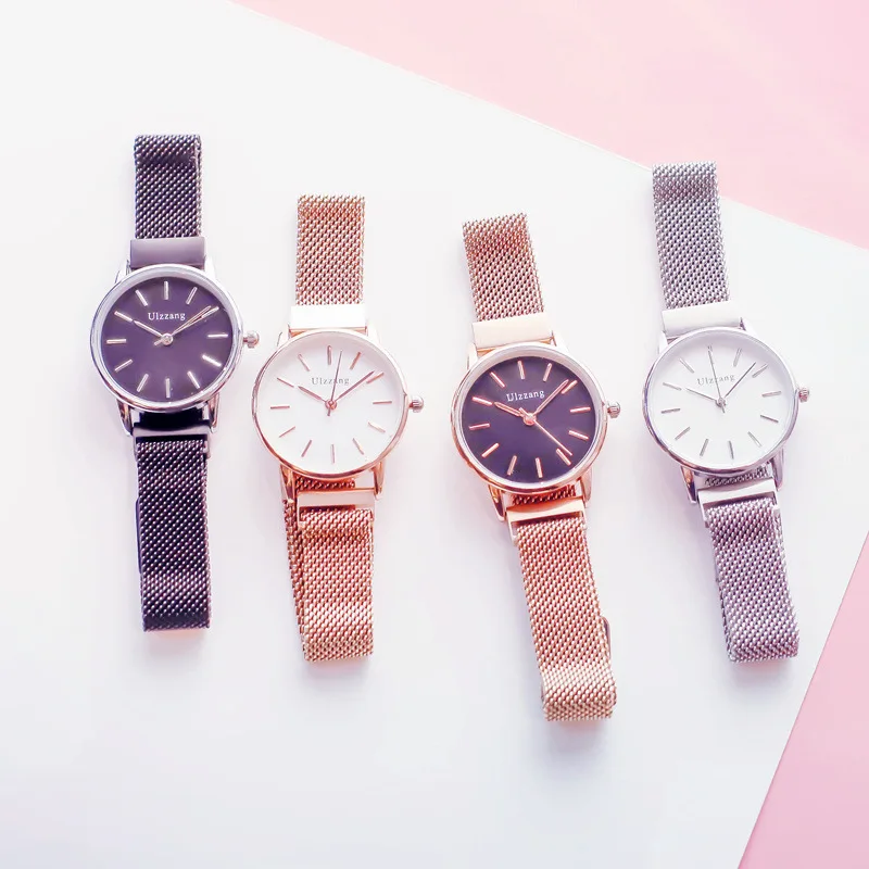 

zegarek damski Luxury Rose Gold Women Watches Ladies Quartz Magnet Buckle Wristwatches 28mm Small Mesh Waterproof Clock Female
