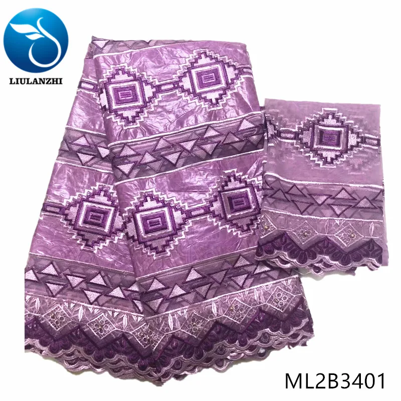 LIULANZHI фиолетовый Африканский хлопок ткани Новое поступление Базен riche ткань с бисером 5+ 2 ярдов вышивка Базен broderie ML2B34