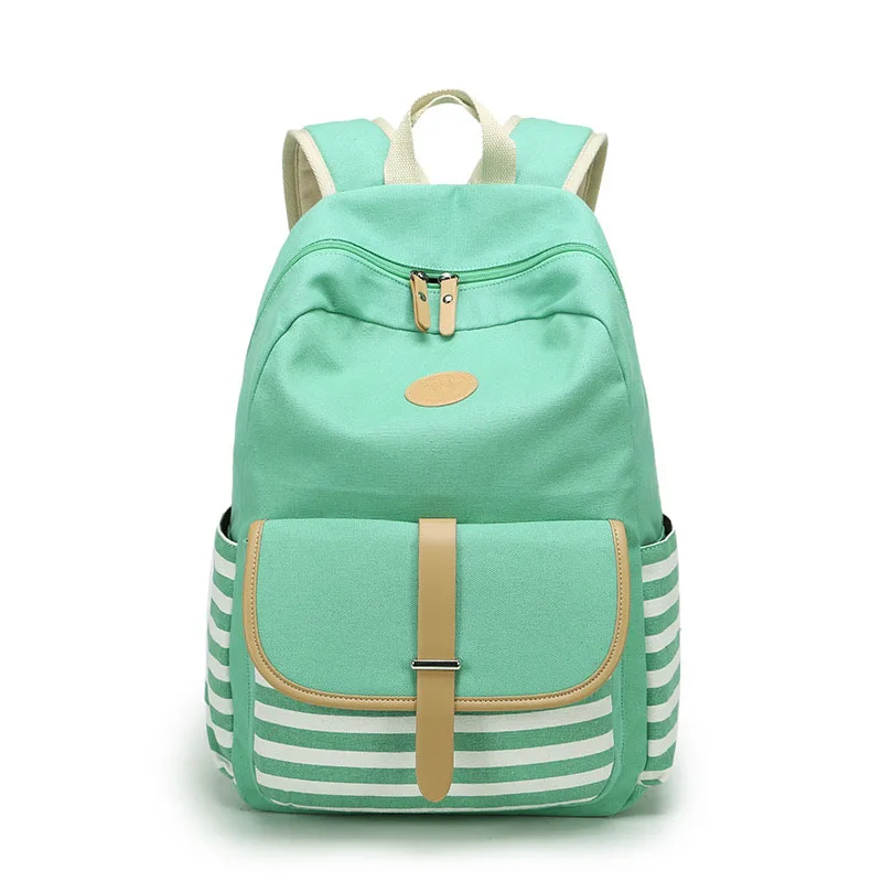 Women Backpacks For Teenage Teen Girls Canvas Backpack Female Striped