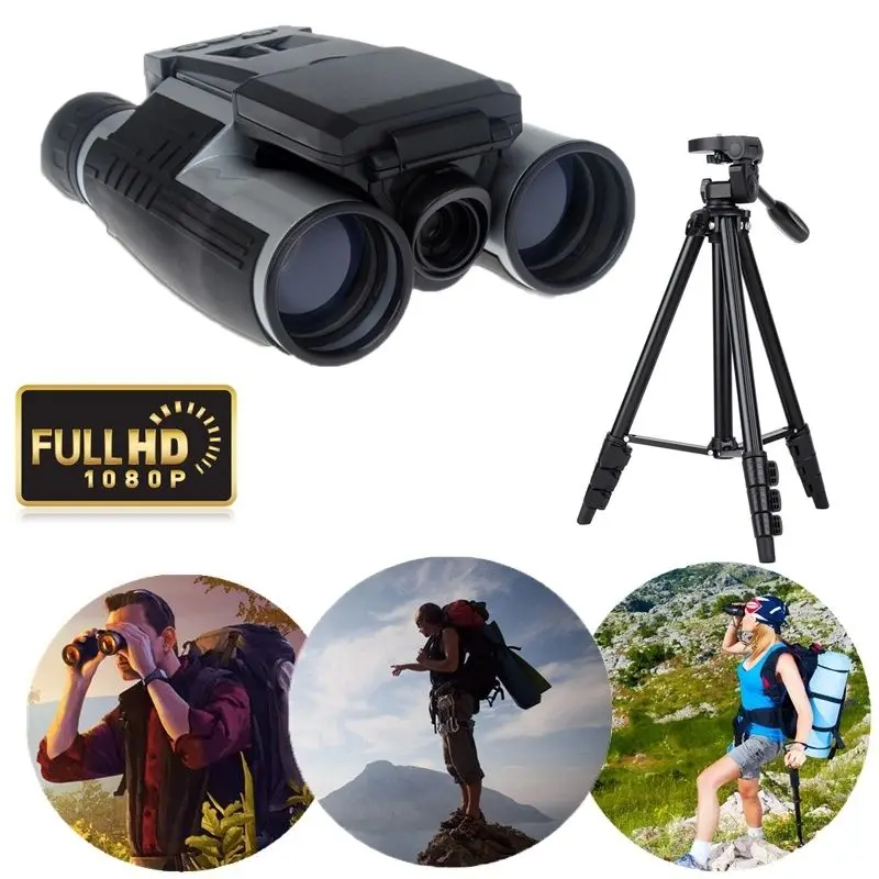 

Professional Outdoor Sports Eyepiece Telescope 2" LCD Full HD1080P Video Recording 12X32 Zoom Digital Binocular Camera+Tripod