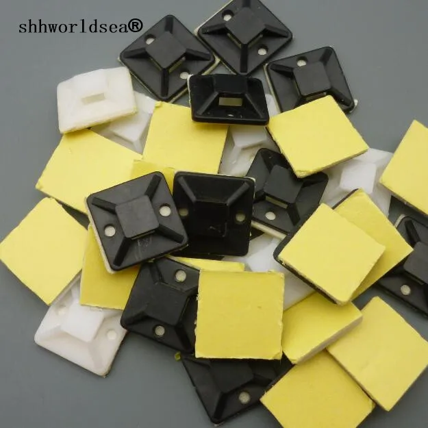 

shhworldsea Black white Plastic Self Adhesive Cable Tie Mount Base Holder clips 20*20mm Since the glue type positioning
