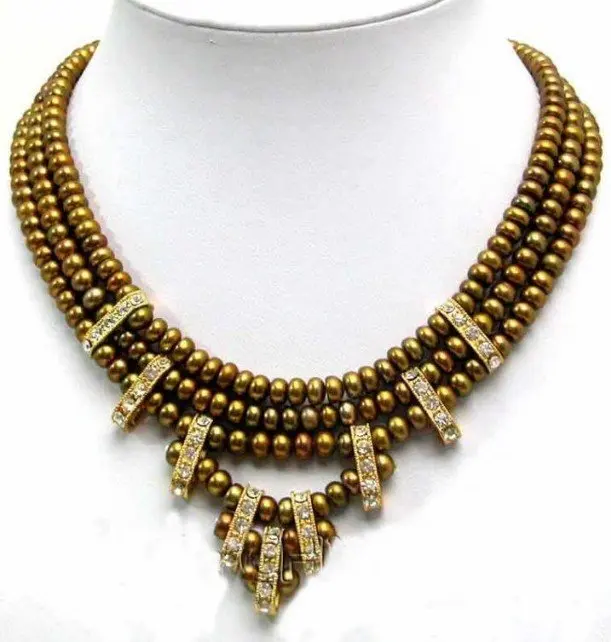 

Noblest 7-8mm Brown Freshwater Pearl 6 Row Necklace 18' AKOYA Free shipping