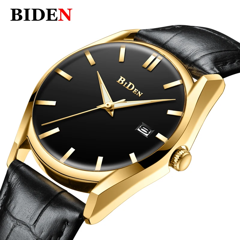 

BIDEN Men Watch Waterproof Military Army Sport Man Clock Top Brand Luxury Blue Genuine Leather Quartz Wrist Mens Watches