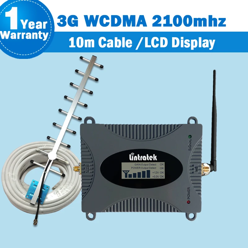 

Lintratek 3G Repeater Amplifier WCDMA 2100MHz Signal Booster 2100 LTE Band 1 with LCD Display Mobile Phone Signal Repeater kit55