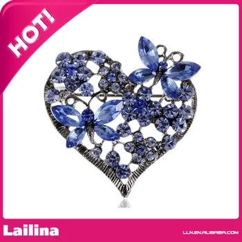 

Crystal Elements Gunmetal Love Heart Butterfly Pin Brooch