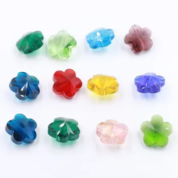 

ZHUBI 20pcs/lot Glass Plum blossom Shape Beads With Vertical Hole 14mm Crystal Pendant For DIY Making Charms Jewelry Accessories