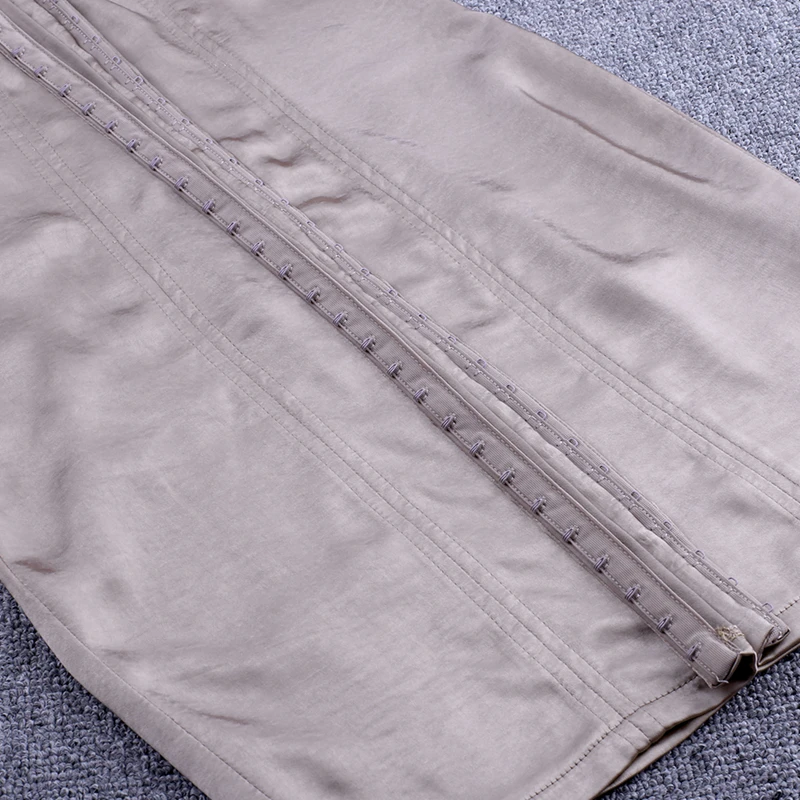 Ocstrade хаки V шеи с длинным рукавом Мини Кружева Вечернее платье Bodycon FSP19046-Khaki