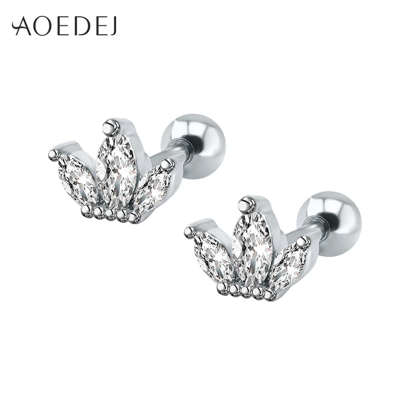 Серьги гвоздики AOEDEJ стразы в форме короны для женщин серьги из нержавеющей стали