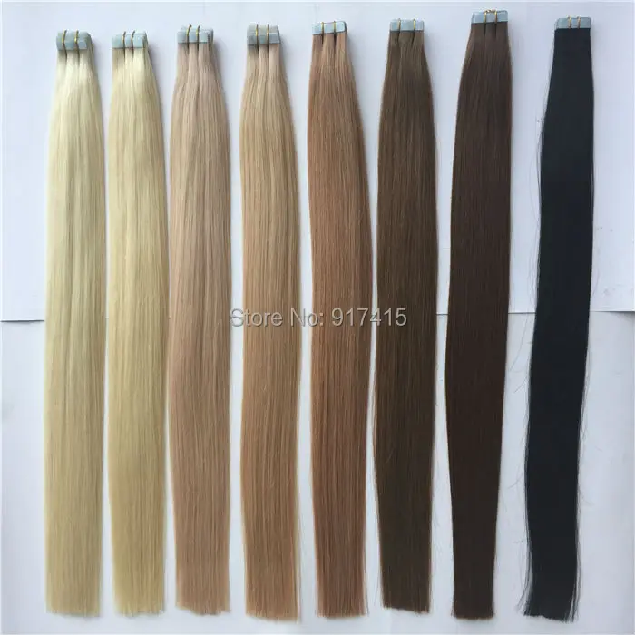 6A 18 20 22 24 inch double drawn Tape Hair Extensions ,Human Remy Tape In Skin Weft,1B,2,4,6