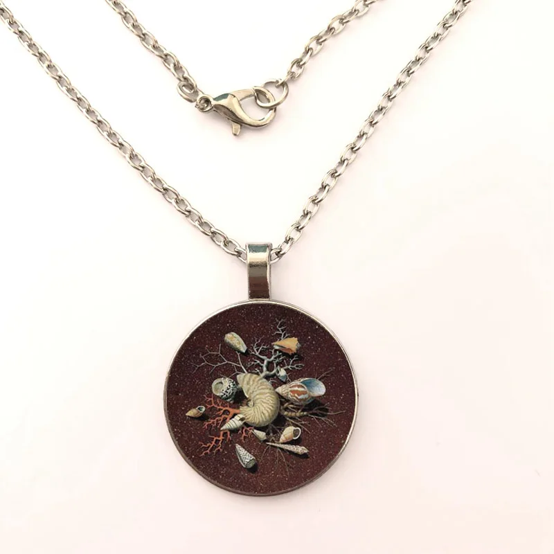 

Conch fashion Necklace Creed Badge Time Gem Glass Pendant Necklace Simple Jewelry Cute Festival Gifts