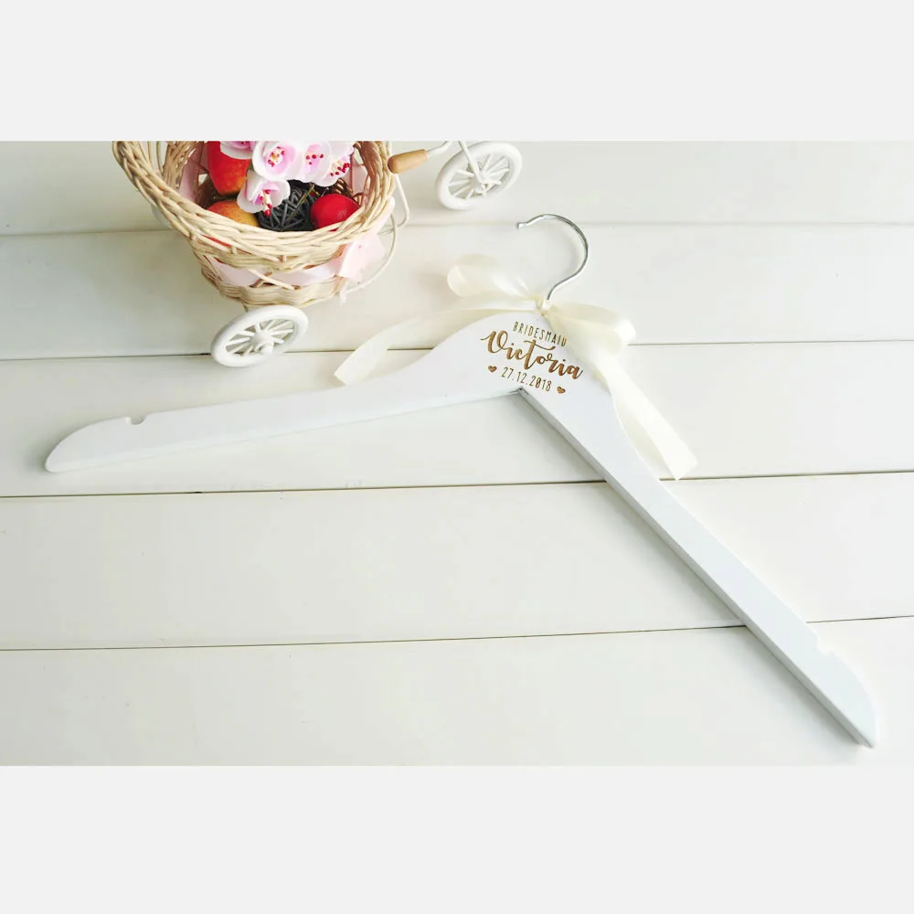 Personalized Wedding Hanger Bridal Party Gifts Engrave Name Wood Hanger
